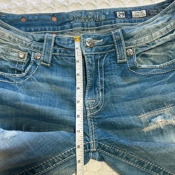 Miss Me Distressed Blue Signature Cuffed Skinny Jeans - Picture 11 of 12